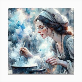 Lady Cooks Canvas Print