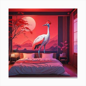 Crane In A Bedroom Canvas Print