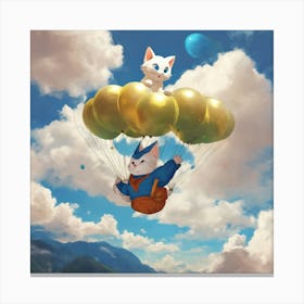 Cat On A Parachute Canvas Print