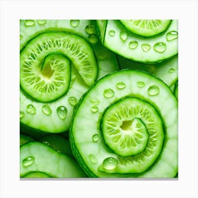 Cucumber Slices With Water Droplets Canvas Print