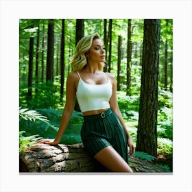 Beautiful Woman In The Forest 11 Canvas Print