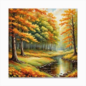 Forest In Autumn In Minimalist Style Square Composition 21 Canvas Print