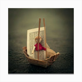 Firefly Stick, Doll, Sad, Expression, Paper, Boat, Newspaper, Gloomy, Background, Melancholy, Minima (10) Canvas Print