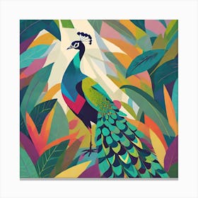 Peacock In The Jungle 1 Canvas Print
