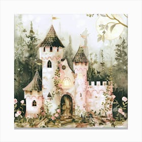 Enchanted Watercolor Castle Canvas Print