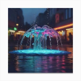 Fountain At Night Canvas Print