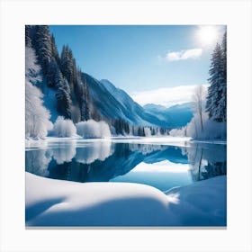 Lake In Winter Canvas Print