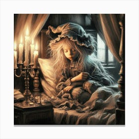 Little Girl In Bed Canvas Print