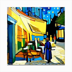 Tardis On The Terrace At Arles - Dr WHO & Van Gogh inspired Art Print 7 Canvas Print