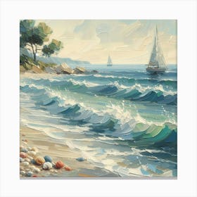 Seascape Painting, Acrylic Painting Style Canvas Print