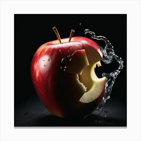 Water Splashing Apple Canvas Print