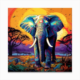 Elephant In The Sunset 1 Canvas Print