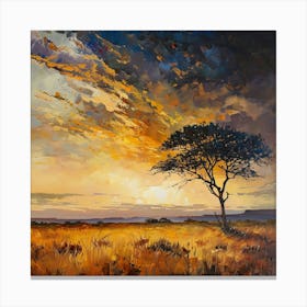 Sunset Over The Savannah Canvas Print