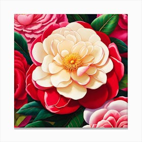 Camellia Serenade: Petals in Harmony Canvas Print