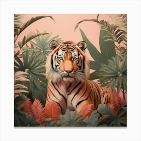 Tiger 5 Pink Jungle Animal Portrait Canvas Print