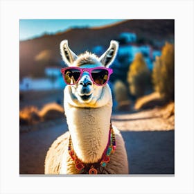 Llama Wearing Sunglasses Canvas Print