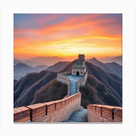 Great Wall Of China At Sunset Canvas Print