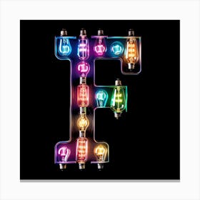 Letter F made of LIght Bulb Canvas Print