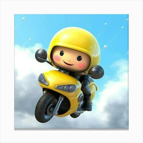 Yellow Motorcycle In The Sky Canvas Print