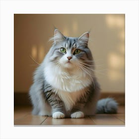 Cat Sitting On The Floor Canvas Print