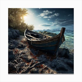 Old Boat On The Beach Canvas Print