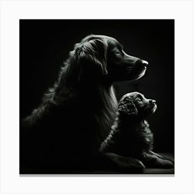 Portrait Of A Dog And Puppy Canvas Print