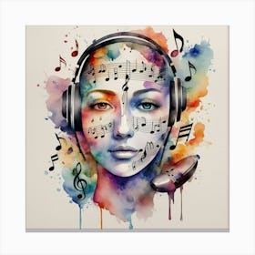 Music Girl With Headphones 1 Canvas Print