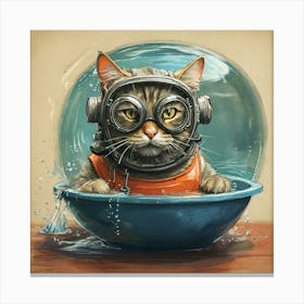 Cat In A Bowl 1 Canvas Print