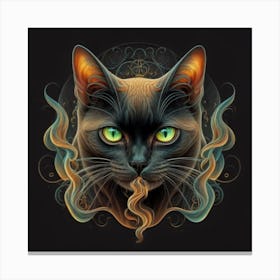 Black Cat With Green Eyes Canvas Print