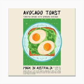 Avocado Toast Green Square Canvas Print