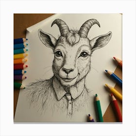 Goat Drawing Canvas Print