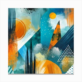 Abstract Painting in Coastal Sunrise Palette Canvas Print