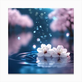 Pale Pink Cherry Blossoms on the Lake Canvas Print