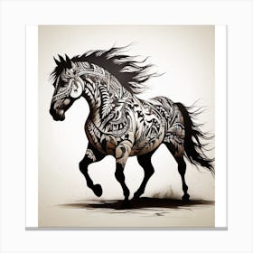 Horse In Black And White Canvas Print