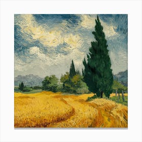 A Wheatfield With Cypresses, Vincent Van Gogh (4) 1 Canvas Print