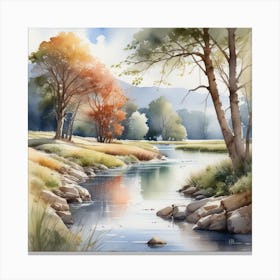 Watercolor Of A River 8 Canvas Print