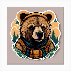 Bear Sticker Canvas Print
