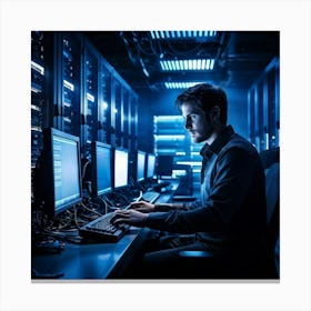 A Cutting Edge Server Room Filled To The Brim With Sleek High Tech Equipment Humming With Energy (3) Canvas Print