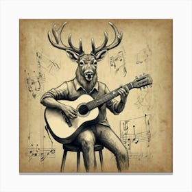 Deer Playing Guitar Canvas Print