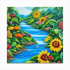 River Of Sunflowers Canvas Print