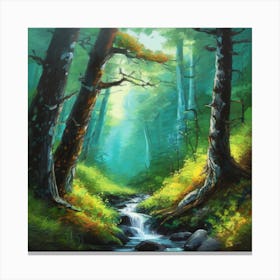 Stream In The Woods Canvas Print