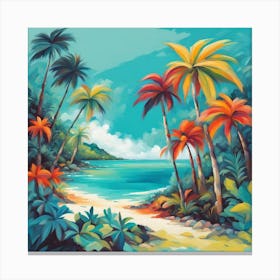 Palm Trees On The Beach 14 Canvas Print