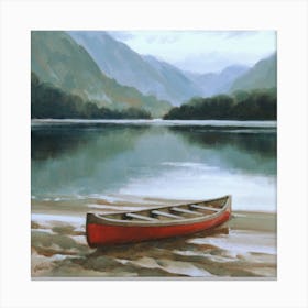 Canoe On The Lake Canvas Print
