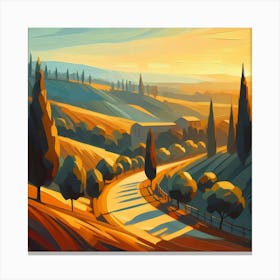 Sunset In Tuscany Canvas Print