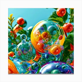 3d Bubbles Colors Dimensional Objects Illustrations Shapes Plants Vibrant Textured Spheric (18) Canvas Print