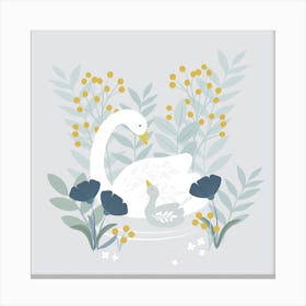 Mother And Baby Swan Canvas Print