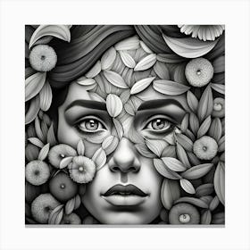 Black And White Portrait Of A Woman Canvas Print