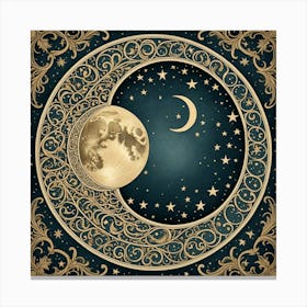 Moon And Stars 6 Canvas Print