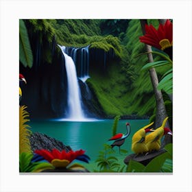 Tropical Birds In The Jungle Canvas Print
