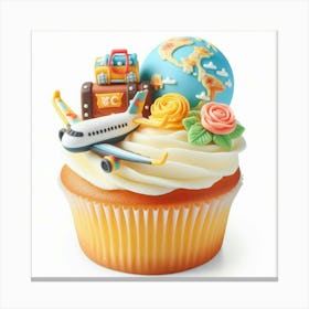 Travel Themed Cupcake Canvas Print